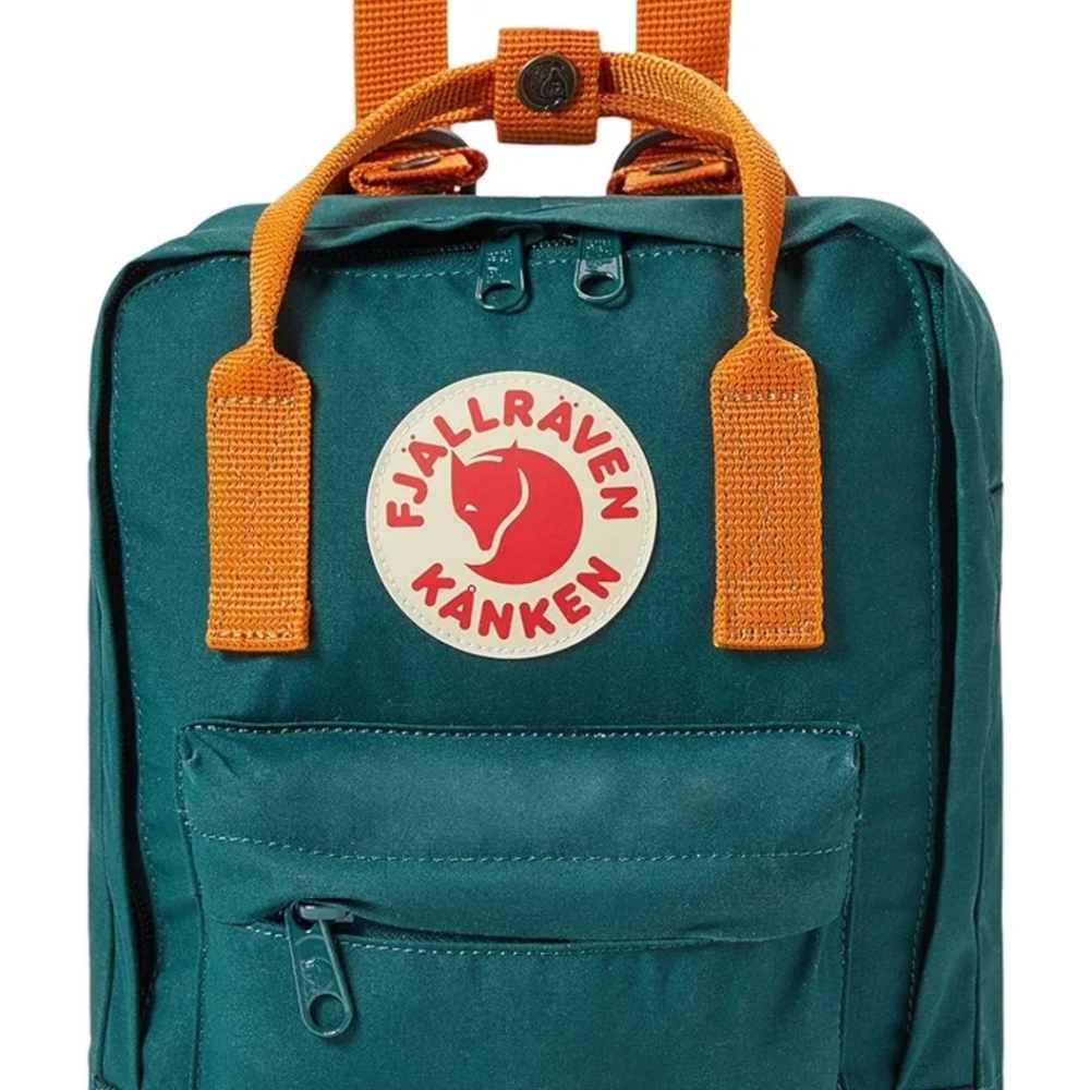 Fjallraven Kanken Mini Backpack - Arctic Green/Spicy Orange NWOT